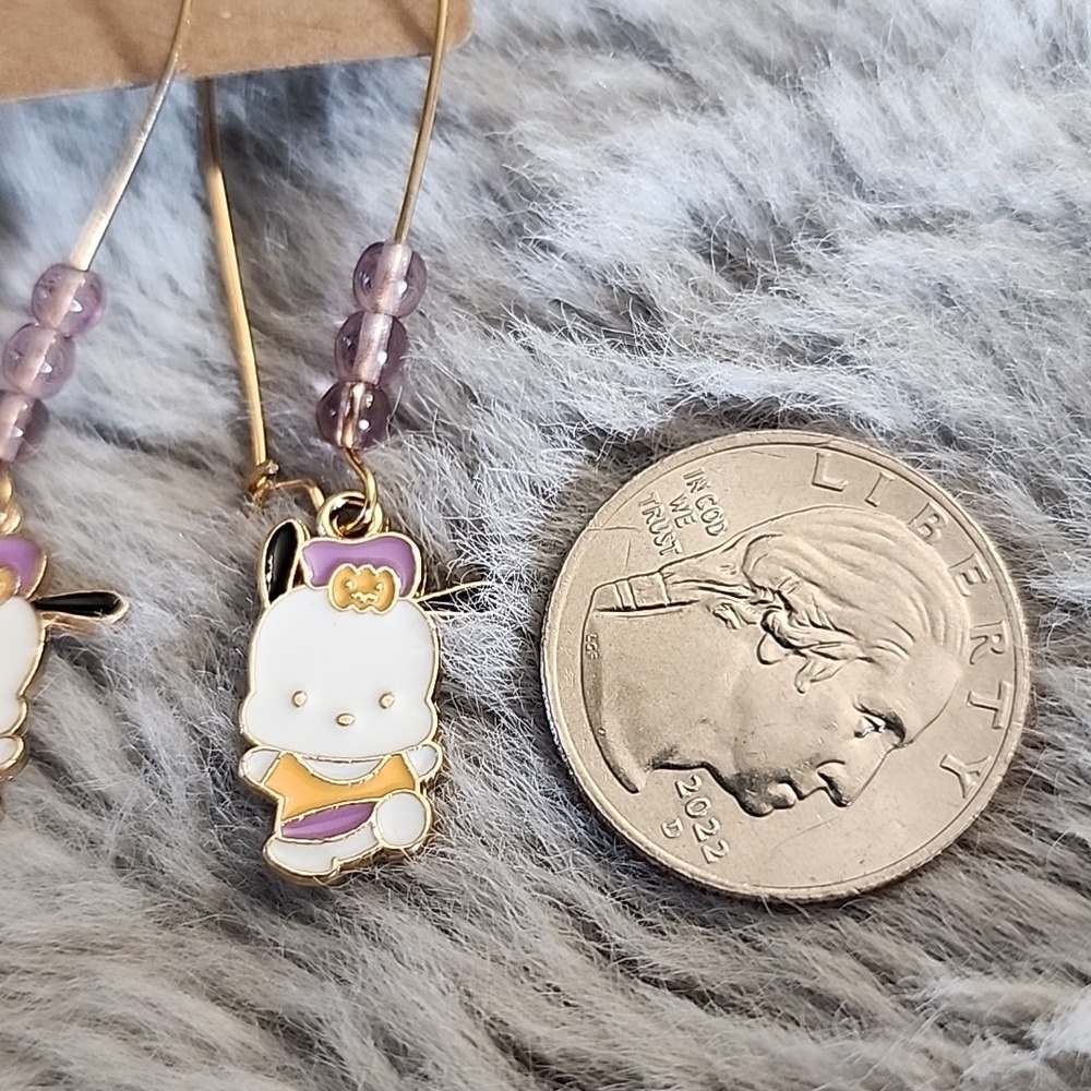 NWOT Cute Pochacco Purple and Gold Earrings‎ - Picture 3 of 5
